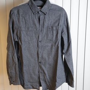 Gray tweed-like gray button down shirt